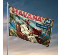 Drapeaux muraux pour gars Havana Beach Relaxation : un homme en blanc lisant au bord de la mer Drapeau occidental Décoration d'intérieur extérieure Bar Decor (152 x 244 cm)