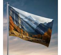 Drapeaux muraux pour gars, moutons pâturant dans la vallée de l'automne, drapeaux de fanions pour décoration extérieure (30 x 45 cm)