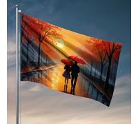 Drapeaux muraux pour gars promenade romantique sous la pleine lune drapeaux fanions fanions décoration de campagne extérieur (120 x 180 cm)