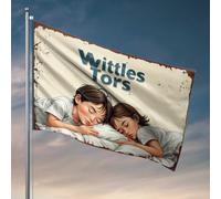 Drapeaux muraux pour gars Sweet Dreams : une scène saine au moment du coucher avec deux enfants, drapeau occidental, décoration de la maison, décoration extérieure de bar (60 x 90 cm)