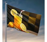Drapeaux muraux pour gars, un verre de jus d'orange avec tranches de citron. Drapeaux amusants pour chambre de garçons (152 x 244 cm)