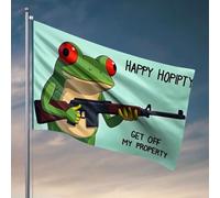 Drapeaux muraux pour gars Une grenouille de dessin animé « Happy Hopipty Get Off My Property » Drapeau d'hiver pour maison ou chambre (60 x 90 cm)