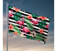Drapeaux muraux pour hommes flamants roses, fleurs et rayures : un drapeau à motif tropical pour décoration de campagne extérieure (152 x 244 cm)