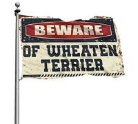 Drapeaux muraux pour les gars « Beware of Wheaten Terrier » - Drapeaux cool pour chambre de garçons (60 x 90 cm)