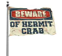 Drapeaux muraux pour les gars « Méfiez-vous de l'ermite » et du crabe - Drapeaux cool pour chambre de garçons (60 x 90 cm)
