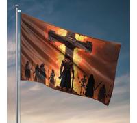 Drapeaux muraux pour les gars, une croix de feu : l'histoire du drapeau de la rédemption, décoration de la maison occidentale, décoration extérieure de bar (30 x 45 cm)