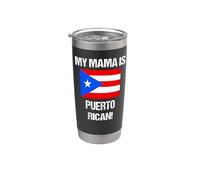 Drapeaux « My Mama Is Porto Rico » Gobelet isotherme en acier inoxydable double paroi