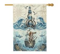 Drapeaux nautiques Cavalier King Charles Épagneul Chien Océan Maison 71,1 x 101,6 cm pour extérieur, Mer d'été, Drapeaux verticaux standard en lin, sous-marin, cour, arrière-cour imprimée Décoration