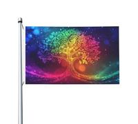 Drapeaux néon arbre de vie pour maison, cour, 9,5 x 1,5 m, bannière de vœux avec œillets, décoration d'intérieur et d'extérieur