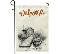 Drapeaux noirs de ferme, bateau, jardin, 30,5 x 45,7 cm pour extérieur, bateau de lodge vintage vertical, drapeau vertical standard pour maison, front de lac, cour, pelouse, décoration extérieure