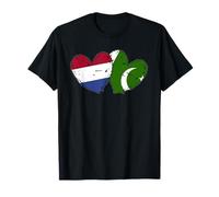 Drapeaux Pakistan Pays-Bas en Forme de cœur Culture Pakistanaise néerlandaise T-Shirt