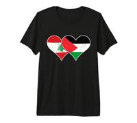 Drapeaux Palestiniens Libanais Vintage Cœurs T-Shirt Haut de Gamme