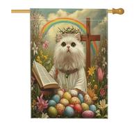 Drapeaux persans pour maison de chat de printemps, Pâques, 71,1 x 101,6 cm, double face pour extérieur, croix rétro, œufs, chaton, lin vertical, drapeau imprimé drapeau pour maison, campagne, cour