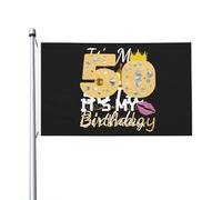 Drapeaux Personnalisé C'Est Mon 50E Anniversaire Drapeau De Jardin L'Intérieur Drapeau Extérieur Pour Cadeau D'Anniversaire, Jardin, Cadeau De Noë, 90X150cm