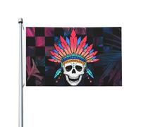 Drapeaux Personnalisé Grille D'Échiquier Squelette Mexicain Drapeau Extérieur Résistants Aux Intempéries Drapeau De Jardin Pour Festival, Décoration D'Halloween, Décoration D'Intérieur, 90X150cm