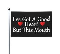 Drapeaux Personnalisé J'Ai Un Bon Cœur Mais Cette Bouche Drapeau De Jardin Individualité Drapeau Extérieur Pour Cadeau D'Anniversaire, Jardin, Cadeau De Noë, 90X150cm