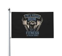 Drapeaux Personnalisé Je Suis Une Fière Maman D'Oj D, Un Fils Fanatique De Fitness Drapeau De Jardin Diversité Drapeau Extérieur Pour Décoration D'Halloween, Jardin, Terrasse, 90X150cm