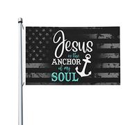 Drapeaux Personnalisé Jésus Est L'Ancre De Mon Âme Drapeau De Jardin Résistants Aux Intempéries Pirate Drapeaux Pour Festival, Terrasse, Décoration D'Halloween, 90X150cm