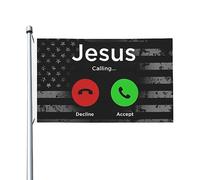 Drapeaux Personnalisé Jésus M'Appelle Et Je Dois Y Aller Drapeau De Jardin Resistant Exterieur Pirate Drapeaux Pour Festival, Décoration D'Halloween, Cadeau De Noë, 90X150cm