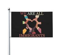 Drapeaux Personnalisé Nous Sommes Tous Des Immigrants Drapeau De Jardin Resistant Exterieur Pirate Drapeaux Pour Terrasse, Festival, Jardin, 90X150cm