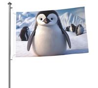 Drapeaux pingouins mignons pour l'extérieur 6 x 91 cm, drapeau de jardin saisonnier double face avec œillets, drapeau d'extérieur pour décoration de maison, toile de fond pour photo