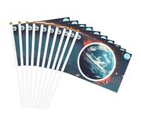 Drapeaux portables avec impression planète et terre - Pour mariage, anniversaire, vacances