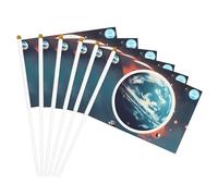 Drapeaux portables avec impression planète et terre - Pour mariage, anniversaire, vacances