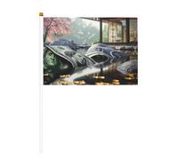 Drapeaux portables de luxe pour sources thermales, 14 x 21 cm, en polyester imprimé recto verso, avec hampe en plastique de 30 cm, parfaits pour les événements et la décoration.
