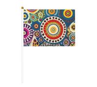 Drapeaux portables imprimés floraux de cercles ethniques pour décoration d'événements, utilisation polyvalente, activités de groupe