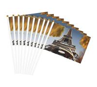 Drapeaux portatifs imprimés de la Tour Eiffel de Paris - Drapeaux portatifs pour événements sportifs - Décorations d'intérieur et d'extérieur