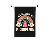 Drapeaux « Posez-moi des questions sur mon micropénis », Drapeau de jardin personnalisé « Posez-moi des questions sur mon micropénis », Drapeau de jardin double face 12x18 pour décorations extérieures
