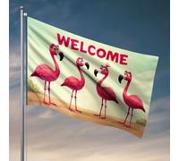 Drapeaux pour adolescents Bienvenue dans notre famille de flamants roses! Drapeau Accessoires de bateau de pêche pour adolescents (152 x 244 cm)