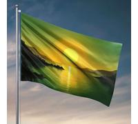 Drapeaux pour adolescents Coucher de soleil sur des eaux calmes avec des montagnes en silhouette. Drapeau Accessoires de bateau de pêche pour adolescents (60 x 90 cm)