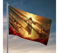 Drapeaux pour adolescents Figurine radieuse entourée d'anges, avec des roses au premier plan. Drapeau Accessoires de bateau de pêche pour adolescents (152 x 244 cm)