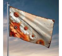 Drapeaux pour adolescents - Fond floral vintage avec fleurs orange et blanches - Accessoires pour bateau de pêche - 30 x 45 cm