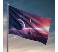 Drapeaux pour adolescents Planètes flottant dans un espace coloré et étoilé. Accessoires de bateau de pêche pour adolescents (120 x 180 cm)