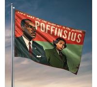 Drapeaux pour adolescents - Poster vintage de campagne politique avec drapeau Poffinsiuss - Décoration de dortoir amusante pour chambre de garçon (120 x 180 cm)