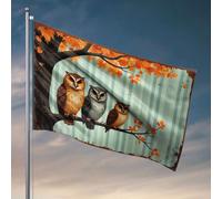 Drapeaux pour adolescents Trois hiboux assis sur une branche d'arbre. Drapeau Accessoires de bateau de pêche pour adolescents (120 x 180 cm)