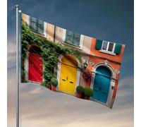 Drapeaux pour adolescents Trois portes colorées avec plantes à l'avant. Drapeau de pêche Accessoires de bateau pour adolescents (30 x 45 cm)