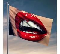 Drapeaux pour adolescents Un gros plan de lèvres peint avec du rouge à lèvres rouge audacieux. Drapeau accessoires de bateau de pêche pour adolescents (60 x 90 cm)