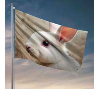 Drapeaux pour adolescents Un gros plan d'un lapin blanc aux yeux roses. Drapeau de pêche Accessoires de bateau de pêche pour adolescents (60 x 90 cm)