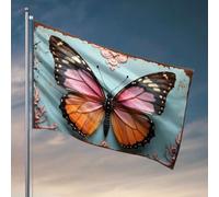 Drapeaux pour adolescents Un papillon avec des ailes roses, orange et noires. Accessoires de bateau de pêche pour adolescents (152 x 244 cm)
