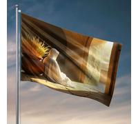 Drapeaux pour adolescents, une figurine assise dans une alcôve ensoleillée, drapé dans des robes blanches. Accessoires de bateau de pêche pour adolescents, 152 x 244 cm