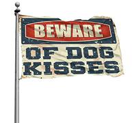 Drapeaux pour chambre à coucher avec inscription « Beware of Dog Kisses » - Pour extérieur, terrasse, décoration (30 x 45 cm)