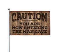Drapeaux pour chambre à coucher avec inscription « Caution! You Are Now Entering The Man Cave » - Accessoires pour joueurs (120 x 180 cm)