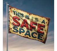 Drapeaux pour chambre à coucher avec inscription « This Is A Safe Space » - Décoration vintage - Accessoires de piscine (152 x 244 cm)