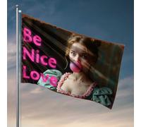 Drapeaux pour chambre à coucher Be Nice Love : A Whimsical Bubble Gum Moment Drapeau Man Cave Accessoires et Décoration Manches à air Extérieur (30 x 45 cm)