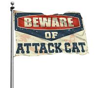 Drapeaux pour chambre à coucher « Beware of Attack » - Drapeau chat - Accessoires pour joueurs - Drapeaux de grotte pour homme (152 x 244 cm)
