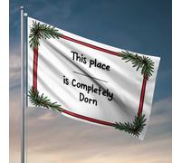 Drapeaux pour chambre à coucher Cadre de Noël : « This Place Is Completely Dor » Drapeau vintage Décor Accessoires de piscine (60 x 90 cm)