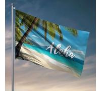 Drapeaux pour chambre à coucher - Drapeau amusant de paradis de plage Aloha - Décorations extérieures pour les garçons (60 x 90 cm)
